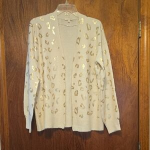 Mystree Cream and Gold Leopard Cardigan